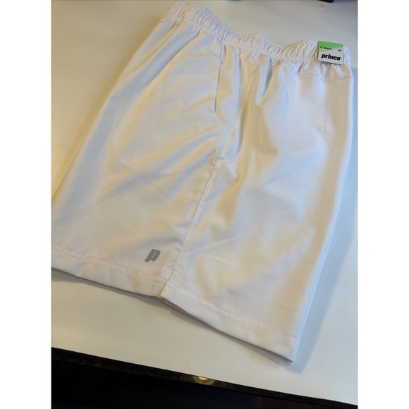 PRINCE TENNIS MATCH 9"SHORTS WHITE TERRY LINED Pockets Men's XXL - Picture 1 of 6